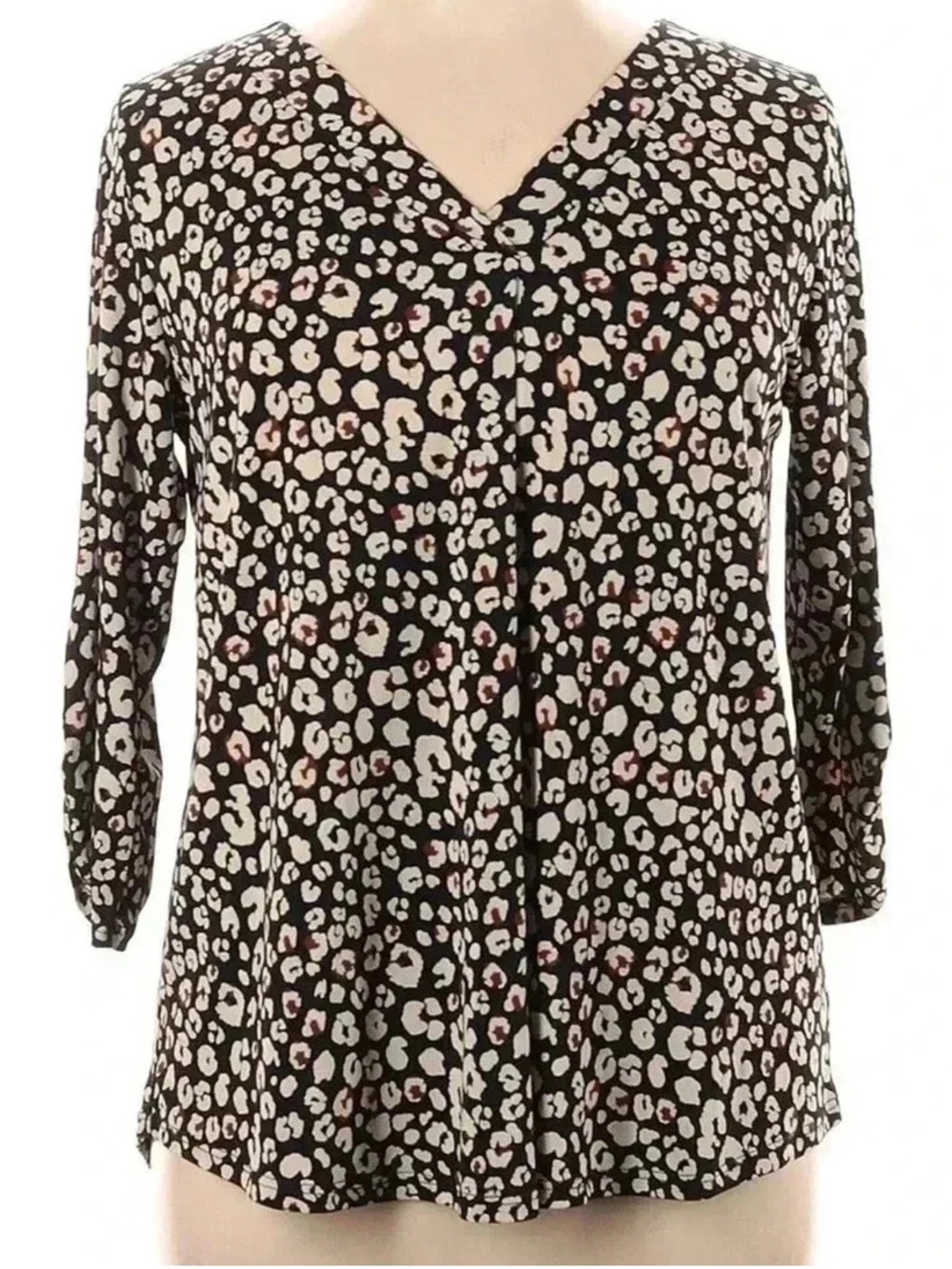 NWOT Beacon Animal Print V-Neck Top